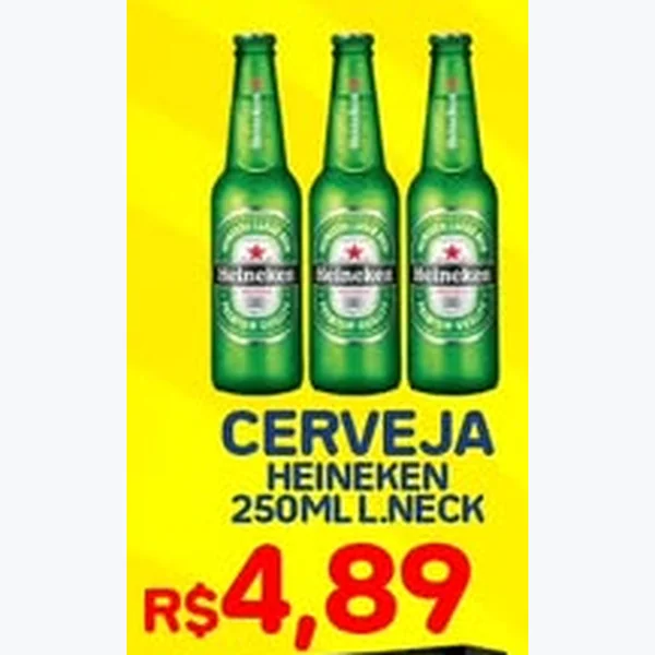 Recorte do encarte de Cerveja Long Neck Heineken 250 ml