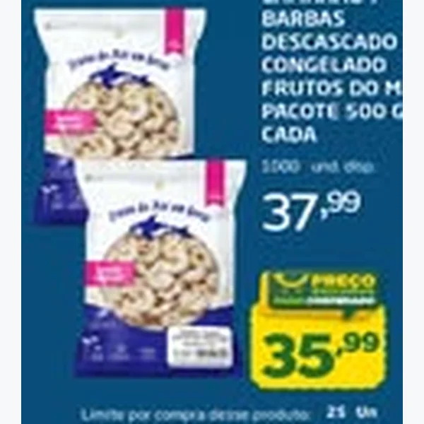 Camarão 7 Barbas Descascado Frutos do Mar 500 g