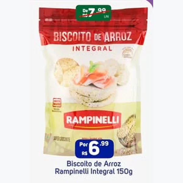 Recorte do encarte de Biscoito de Arroz Integral Rampinelli 150 g