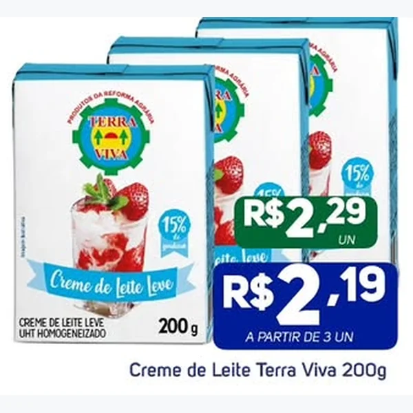 Creme de Leite Leve Uht Terra Viva 200 g