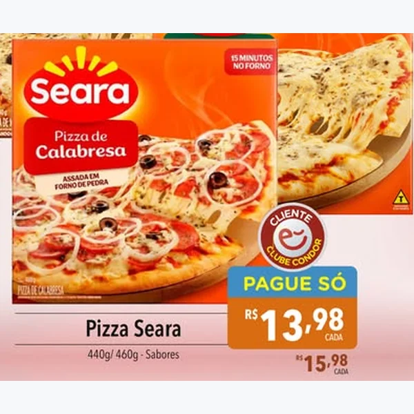 Recorte do encarte de Pizza de Calabresa Seara 460 g