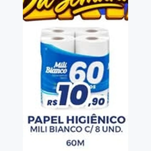 Papel Higiênico Mili Bianco 8 un × 60 un