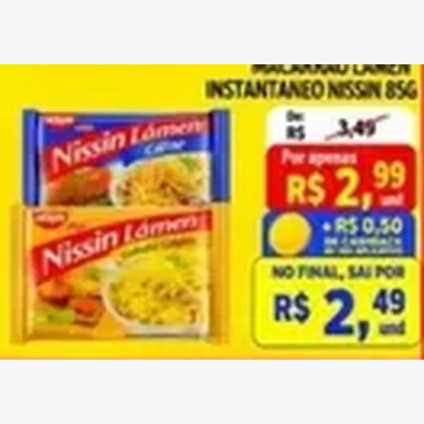 Recorte do encarte de Macarrão Lamen Instantâneo Nissin