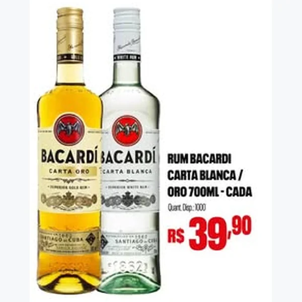 Recorte do encarte de Rum Carta Oro Bacardi 700 ml
