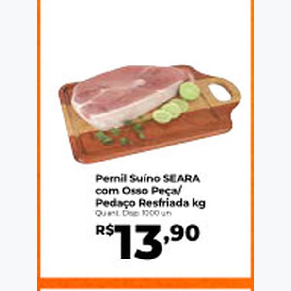 Recorte do encarte de Pernil Suíno com Osso Pedaço SEARA