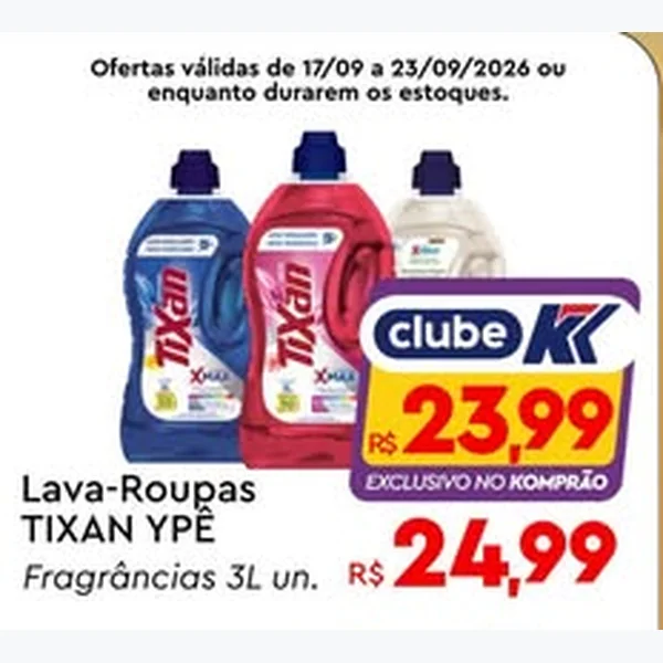 Recorte do encarte de Lava Roupas Líquido Tixan Ypê 3 L