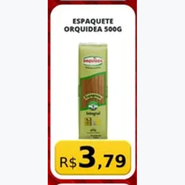 Recorte do encarte de Espaguete Integral Orquidea 500 g