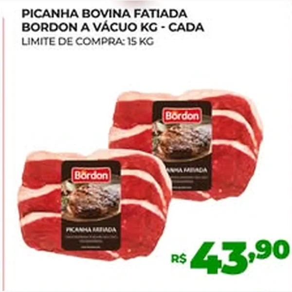 Recorte do encarte de Picanha Bovina Fatiada a Vácuo Bordon