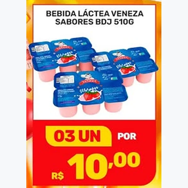 Recorte do encarte de Bebida Láctea Sabores Veneza 510 g