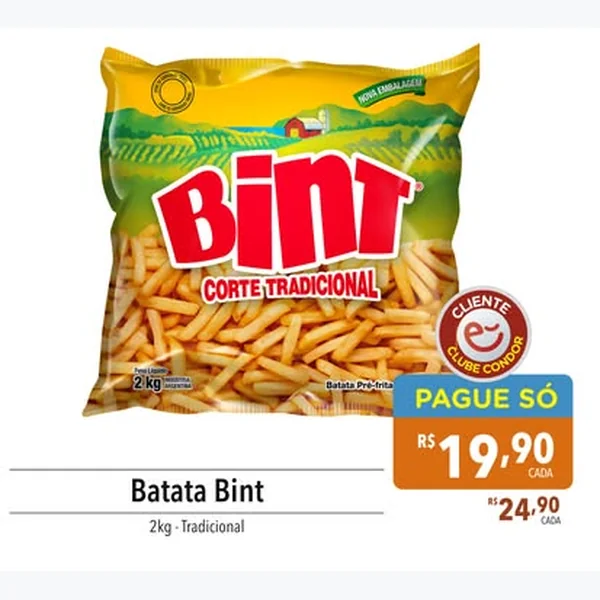 Batata Pré-frita Corte Tradicional Bint 2 kg