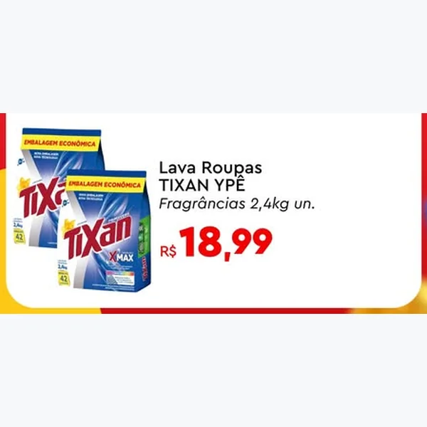 Recorte do encarte de Lava Roupas Tixan Ypê 2,4 kg