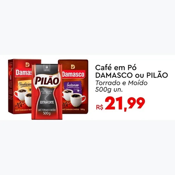 Recorte do encarte de Café em Pó Torrado e Moído Damasco 500 g