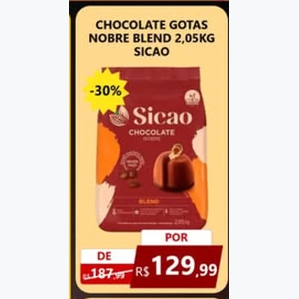 Recorte do encarte de Chocolate Gotas Nobre Blend Sicao 2,05 kg