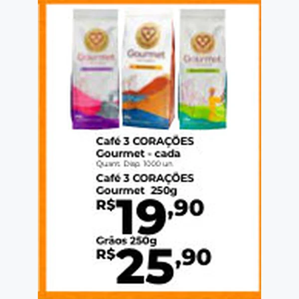 Recorte do encarte de Café Gourmet 3 Corações 250 g
