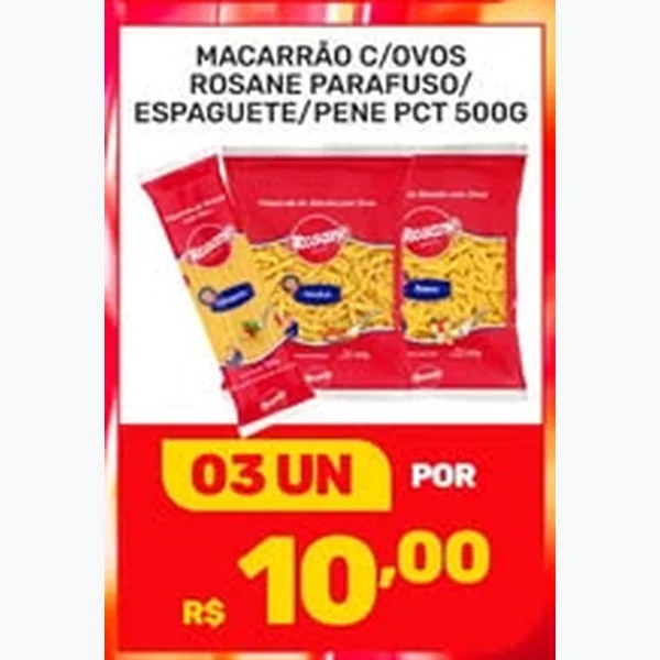 Recorte do encarte de Macarrão com Ovos Espaguete Rosane 500 g
