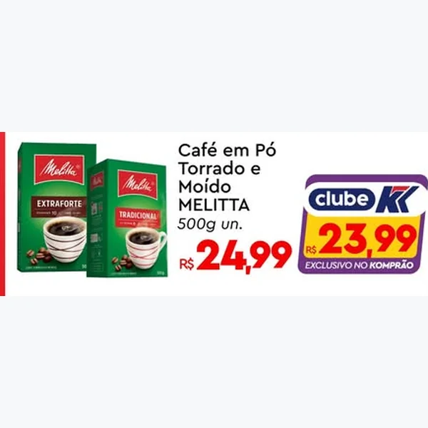 Recorte do encarte de Café em Pó Torrado e Moído MELITTA 500 g