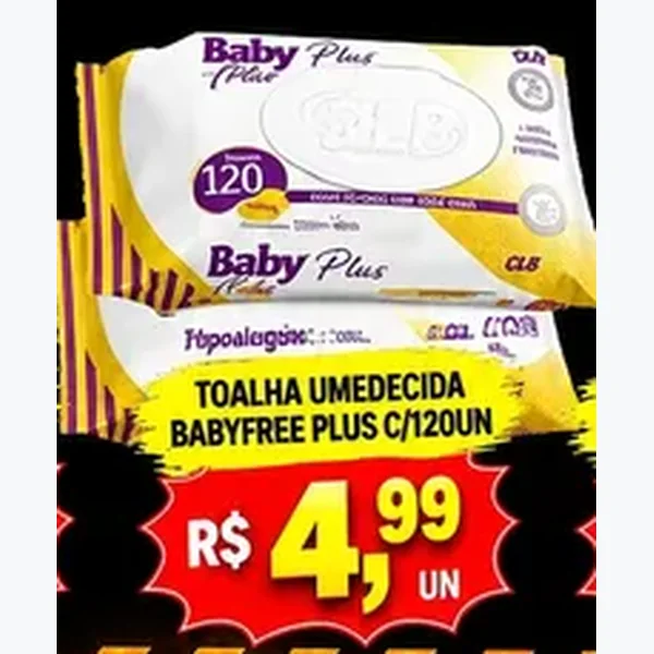Toalha Umedecida Babyfree Plus 120 un