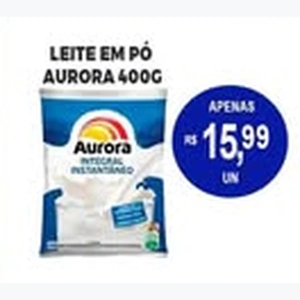 Recorte do encarte de Leite em Pó Integral Instantâneo Aurora 400 g
