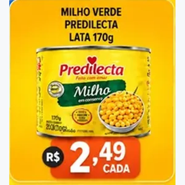 Recorte do encarte de Milho Verde em Conserva Predilecta 170 g