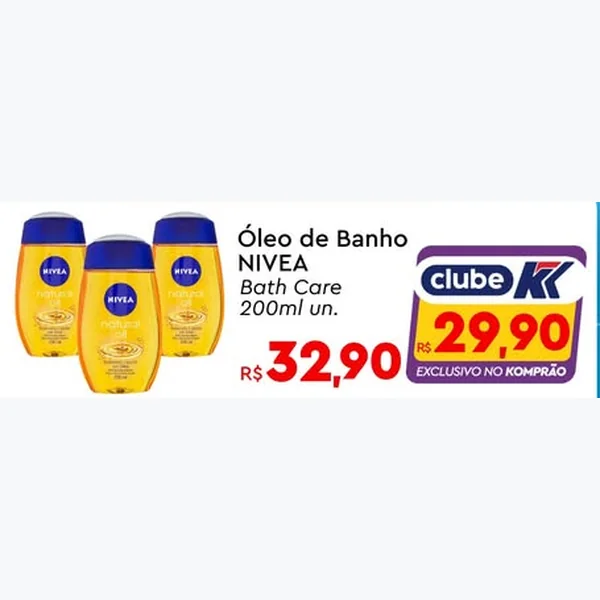 Recorte do encarte de Óleo de Banho Bath Care NIVEA 200 ml