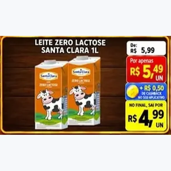 Recorte do encarte de Leite Zero Lactose Santa Clara 1 L