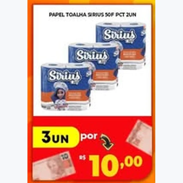 Recorte do encarte de Papel Toalha Sirius 2 un