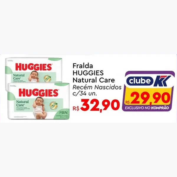 Fralda Natural Care Recém Nascidos Huggies 34 un