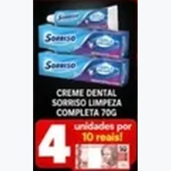 Recorte do encarte de Creme Dental Sorriso Limpeza Completa 70 g