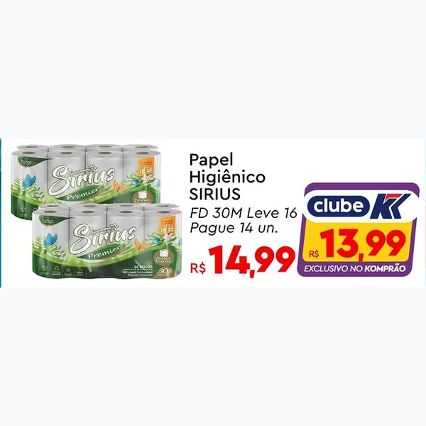 Papel Higiênico Premier Sirius 16 un