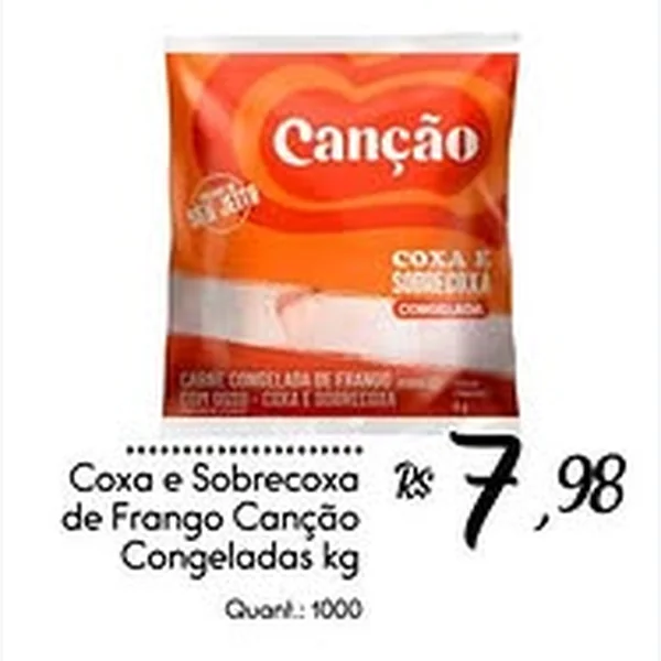 Recorte do encarte de Coxa e Sobrecoxa de Frango Congelada Canção