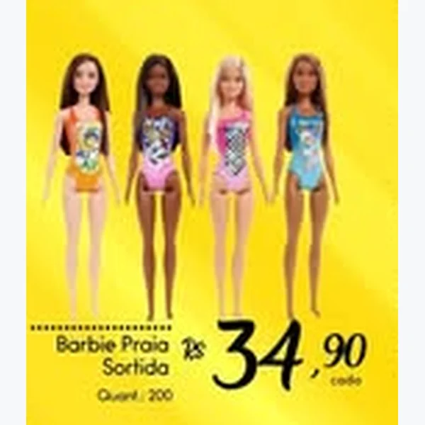 Recorte do encarte de Boneca Barbie Praia Sortida Mattel