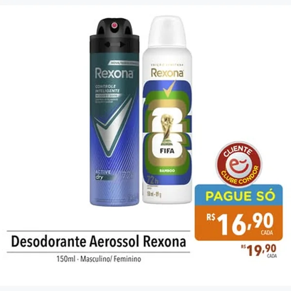 Recorte do encarte de Desodorante Aerossol Rexona 150 ml