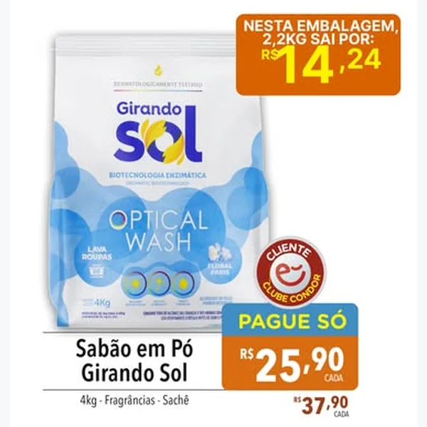 Recorte do encarte de Sabão em Pó Girando Sol 4 kg