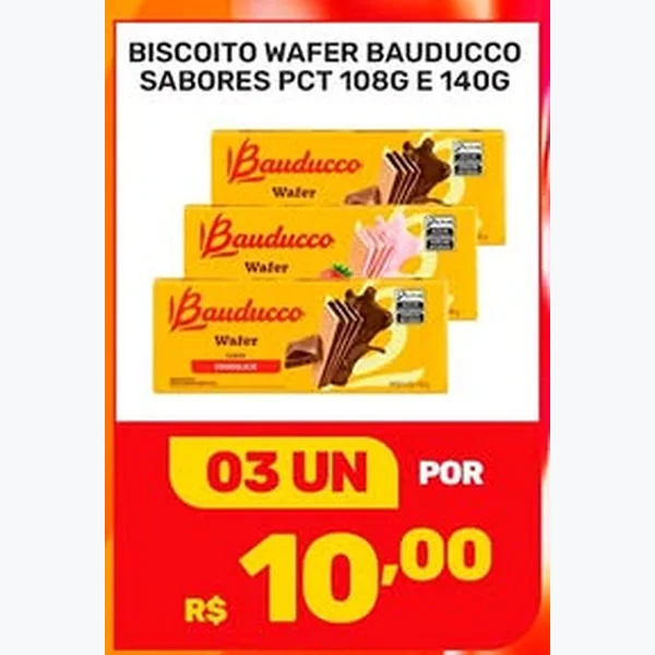 Recorte do encarte de Biscoito Wafer Sabores Bauducco 108 g