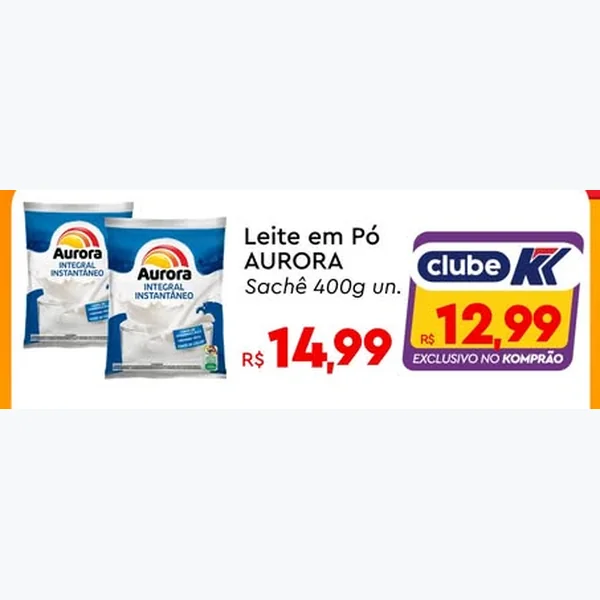 Recorte do encarte de Leite em Pó Integral Instantâneo Aurora 400 g