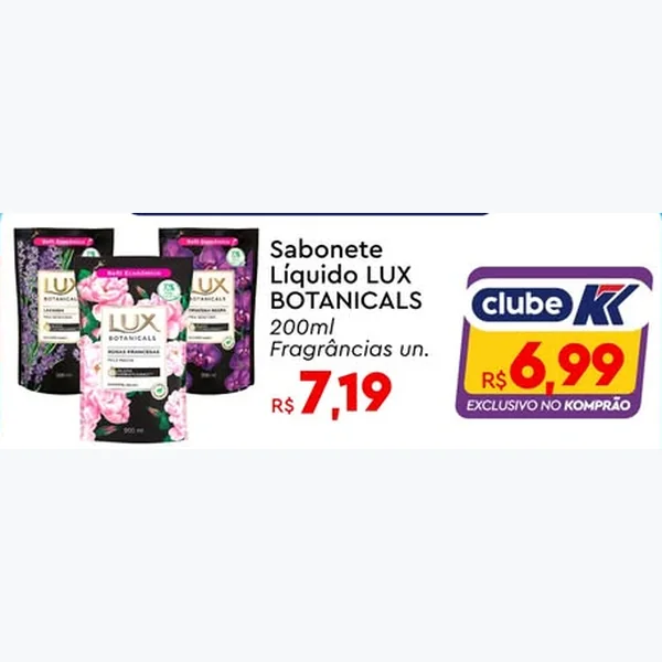 Recorte do encarte de Sabonete Líquido LUX BOTANICALS 200 ml
