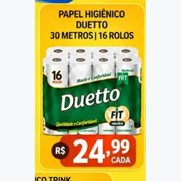 Recorte do encarte de Papel Higiênico Fit Duetto 16 un × 30 un