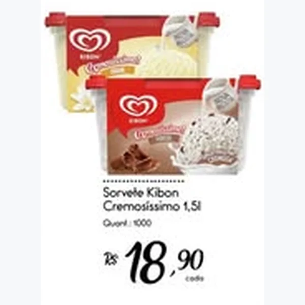 Recorte do encarte de Sorvete Cremossíssimo Kibon 1,5 L