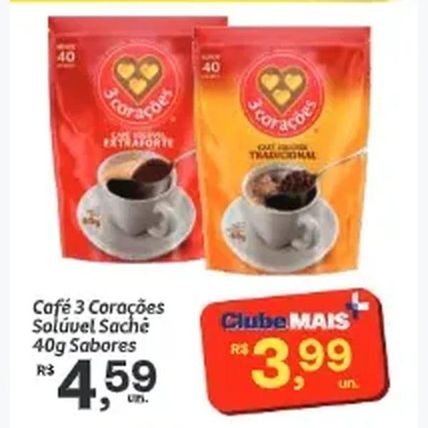 Café Solúvel 3 Corações 40 g
