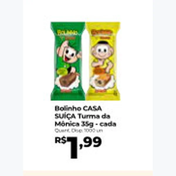 Recorte do encarte de Bolinho Turma da Mônica CASA SUÍÇA 35 g