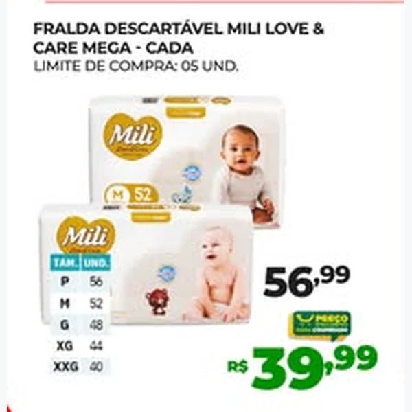 Fralda Descartável Love & Care Mili