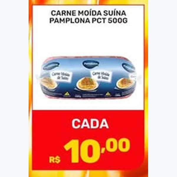 Recorte do encarte de Carne Moída Suína Pamplona 500 g