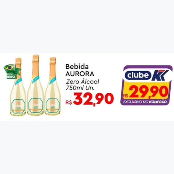 Recorte do encarte de Bebida Zero Álcool Aurora 750 ml