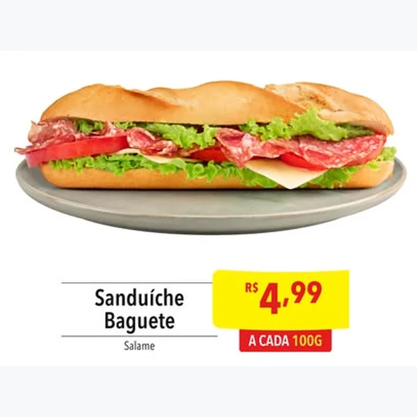 Sanduíche Baguete Salame