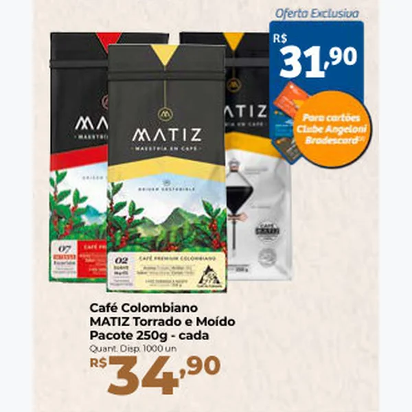 Recorte do encarte de Café Torrado e Moído MATIZ 250 g