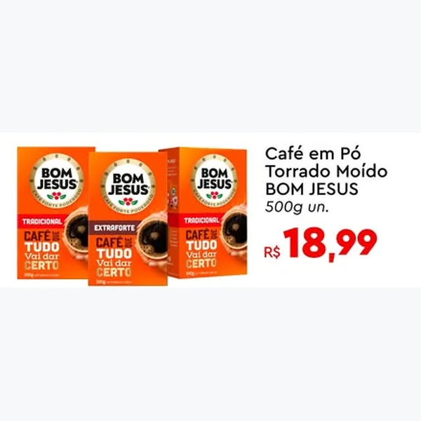 Recorte do encarte de Café em Pó Torrado Moído BOM JESUS 500 g