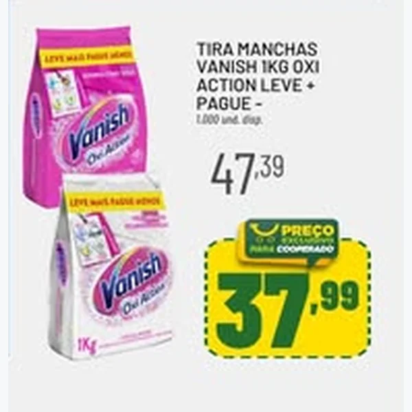 Recorte do encarte de Tira Manchas Oxi Action Vanish 1 kg