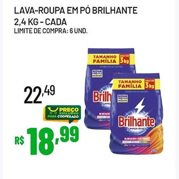 Recorte do encarte de Lava-roupa em Pó Brilhante 2,4 kg