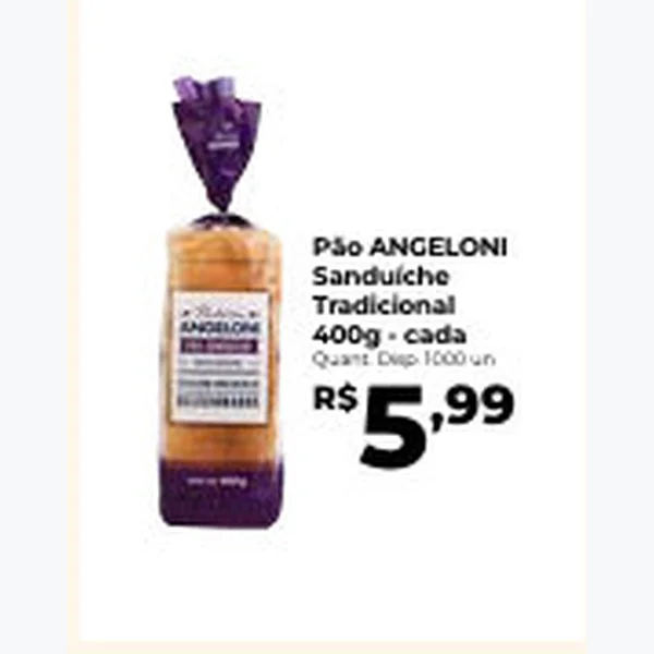 Recorte do encarte de Pão Sanduiche Tradicional ANGELONI 400 g