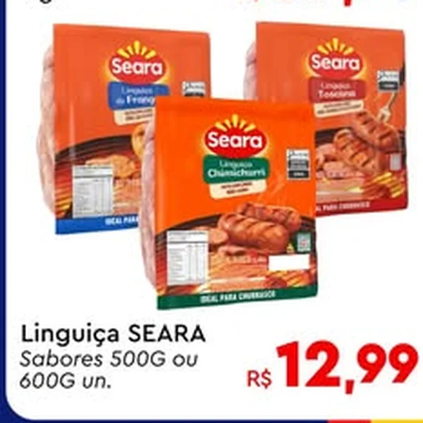 Recorte do encarte de Linguica Sabores Seara 500 g